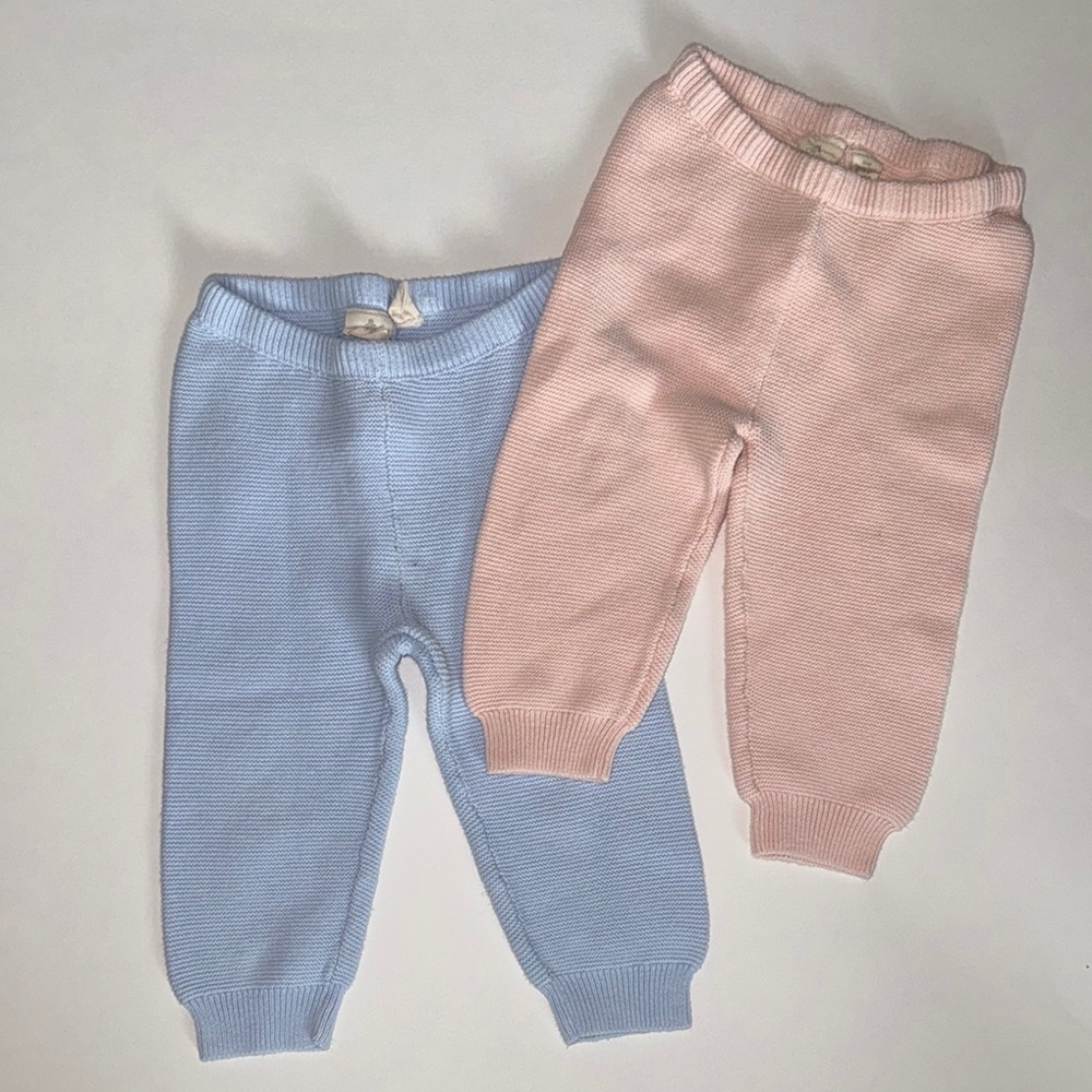 Baby Gap Soft Knit Baby Pants - Pink and Light Blue 6-12 months